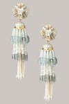Shop_House of D'oro_Layered Handmade Tassel Jhumka Earrings_at_Aza_Fashions