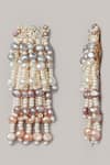 House of D'oro_White Pearls Layered Handmade Long Earrings_Online_at_Aza_Fashions