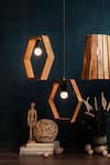 Shop_Logam_Brown Aluminium Hexagonal Pendant Light _at_Aza_Fashions