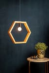 Buy_Logam_Brown Aluminium Hexagonal Pendant Light _at_Aza_Fashions