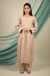 Buy_Priya Chaudhary_Pink Chanderi Silk Embroidery Kurta For Kids_at_Aza_Fashions