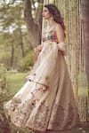 Buy_Rajiramniq_White Tissue Chanderi U Neck Lehenga Set _at_Aza_Fashions