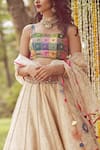 Rajiramniq_White Tissue Chanderi U Neck Lehenga Set _Online_at_Aza_Fashions