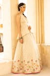 Rajiramniq_White Tissue Chanderi Round Lehenga Set _Online_at_Aza_Fashions