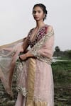 Rajiramniq_Pink Tissue Chanderi Round Bridal Lehenga Set _at_Aza_Fashions