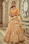 Shop_Archana Kochhar_Yellow Lehenga And Blouse Organza Dupatta Net Genda Work Bridal Set _at_Aza_Fashions