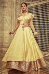 Buy_Archana Kochhar_Yellow Anarkali Lucknowi Lehenga Raw Silk Embroidered Sequins Ruffle And Set _at_Aza_Fashions