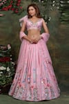 Buy_Archana Kochhar_Pink Lehenga  Blouse And Organza Dupatta Net Candy Set _at_Aza_Fashions