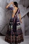 Shop Archana Kochhar Blue Blouse And Lehenga Raw Silk Dupatta Net Mirror Work, Floral Print Set at Aza Fashions Shop_Archana Kochhar_Blue Blouse And Lehenga Raw Silk Dupatta Net Mirror Work, Floral Print Set _at_Aza_Fashions
