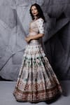 Archana Kochhar_Ivory Blouse And Lehenga Raw Silk Dupatta Net Print & Embroidery Bridal Set _Online_at_Aza_Fashions