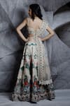 Shop_Archana Kochhar_Ivory Blouse And Lehenga Raw Silk Dupatta Net Printed Bridal Set _at_Aza_Fashions