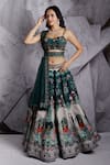 Buy_Archana Kochhar_Green Lehenga And Blouse Raw Silk Embroidered & Regal Print Bridal Set _at_Aza_Fashions