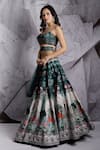 Archana Kochhar_Green Lehenga And Blouse Raw Silk Embroidered & Regal Print Bridal Set _Online_at_Aza_Fashions