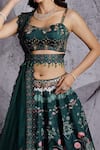 Buy_Archana Kochhar_Green Lehenga And Blouse Raw Silk Embroidered & Regal Print Bridal Set _Online_at_Aza_Fashions
