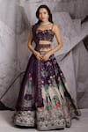 Buy_Archana Kochhar_Purple Lehenga And Blouse Raw Silk Embroidered Floral & Regal Print Bridal Set _at_Aza_Fashions