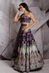 Archana Kochhar_Purple Lehenga And Blouse Raw Silk Embroidered Floral & Regal Print Bridal Set _Online_at_Aza_Fashions