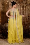 Shop_Archana Kochhar_Yellow Lehenga And Dupatta Georgette Embroidered Mirror Cutwork Ruffle Frill Set _at_Aza_Fashions