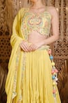 Buy_Archana Kochhar_Yellow Lehenga And Dupatta Georgette Embroidered Mirror Cutwork Ruffle Frill Set _Online_at_Aza_Fashions