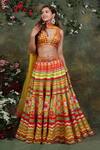 Buy_Archana Kochhar_Multi Color Lehenga And Blouse Raw Silk Dupatta Net Mirror & Embroidered Set _at_Aza_Fashions