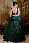 Shop_Archana Kochhar_Green Blouse Georgette Embroidered Sequin V Neck Lehenga Set _at_Aza_Fashions