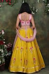 Shop_Archana Kochhar_Yellow Lehenga And Blouse Raw Silk Dupatta Net Embroidered Floral Motifs Set _at_Aza_Fashions