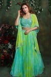 Buy_Archana Kochhar_Blue Lehenga And Jacket Georgette Blouse Raw Silk Resham & Tropical Set With _at_Aza_Fashions