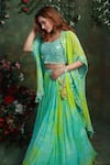Archana Kochhar_Blue Lehenga And Jacket Georgette Blouse Raw Silk Resham & Tropical Set With _Online_at_Aza_Fashions