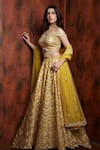 Archana Kochhar_Yellow Lehenga And Blouse Raw Silk Dupatta Net Chevron Embroidered Set _Online_at_Aza_Fashions