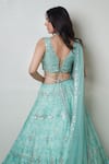 Shop_Archana Kochhar_Blue Lehenga And Blouse Raw Silk Dupatta Net Mirror Work Embroidered Set _at_Aza_Fashions