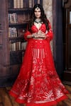 Buy_Archana Kochhar_Red Lehenga And Blouse Raw Silk Dupatta Net Embroidered Mirror Bridal Set _at_Aza_Fashions