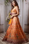 Archana Kochhar_Orange Lehenga And Blouse Raw Silk Dupatta Net Printed Floral Sunshine Set_Online_at_Aza_Fashions