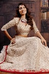 Archana Kochhar_White Lehenga Handwoven Brocade Blouse Raw Silk Dupatta Net Bridal Set _Online_at_Aza_Fashions