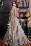 Shop_Archana Kochhar_Grey Lehenga And Dupatta Net Blouse Raw Silk Shimmer Embroidered Bridal Set _at_Aza_Fashions