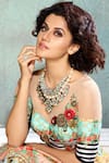 Shop_Archana Kochhar_Multi Color Raw Silk Printed Floral And Garden Of Eve Lehenga & Blouse Set _at_Aza_Fashions