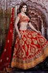 Buy Archana Kochhar Red Raw Silk, Net Dori, Gota, Resham V Swastik Embroidered Bridal Lehenga Set at Aza Fashions Buy_Archana Kochhar_Red Raw Silk, Net Dori, Gota, Resham V Swastik Embroidered Bridal Lehenga Set _at_Aza_Fashions