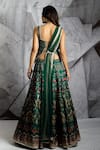 Shop_Archana Kochhar_Emerald Green Blouse And Lehenga: Raw Silk; Dupatta: Net Print & Set For Women_at_Aza_Fashions
