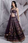Archana Kochhar_Purple Blouse And Lehenga Raw Silk Dupatta Net Floral & Geometric Print Set _Online_at_Aza_Fashions