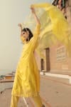 Buy_Label Earthen_Yellow Chanderi Silk Kurta And Pant Set For Kids_at_Aza_Fashions