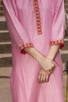 Shop_Label Earthen_Pink Organza Silk Kurta And Pant Set For Kids_Online_at_Aza_Fashions