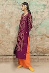 Buy_Label Earthen_Maroon Chanderi Silk Kurta Set For Kids_at_Aza_Fashions