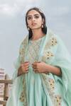 Buy_Label Earthen_Green Chanderi Silk Round Anarkali Set _at_Aza_Fashions