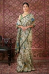 Buy_Archana Jaju_White Pure Silk Printed Kalamkari Hand Saree With Blouse _at_Aza_Fashions