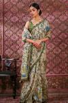 Shop_Archana Jaju_White Pure Silk Printed Kalamkari Hand Saree With Blouse For Women_at_Aza_Fashions