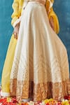 Buy_Label Earthen_White Handwoven Cotton Banarasi Embroidery V Neck Lehenga Set  _Online_at_Aza_Fashions