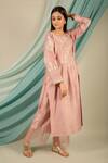 Buy_Priya Chaudhary_Brown Chanderi Silk Kurta And Pant Set_Online_at_Aza_Fashions