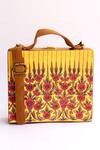 Shop_LA Fiza_Yellow Floral Motif Briefcase Clutch _at_Aza_Fashions