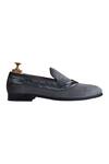 Luxoro Formello_Grey Embroidered Valerio Loafers _Online_at_Aza_Fashions
