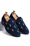 Buy_Luxoro Formello_Blue Embroidered Carlos Loafers _at_Aza_Fashions