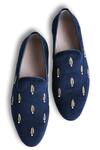 Shop_Luxoro Formello_Blue Embroidered Carlos Loafers _at_Aza_Fashions