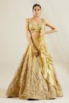 Adaara Couture_Gold Raw Silk Sweetheart Neck Embellished Bridal Lehenga Set _Online_at_Aza_Fashions